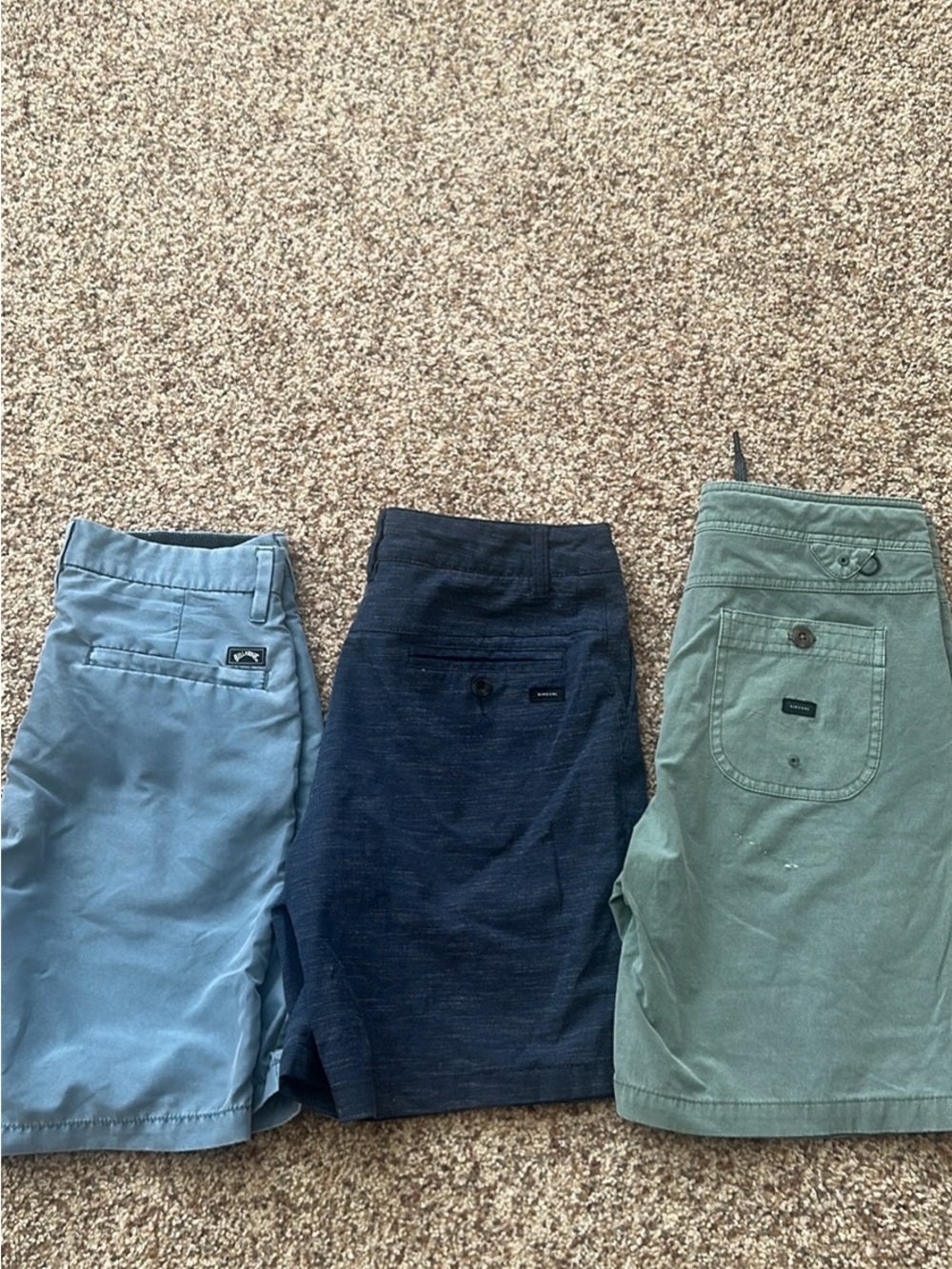 Big Kids’ Billabong/Rip Curl Casual Shorts Bundle - Light Blue, Navy, Sage